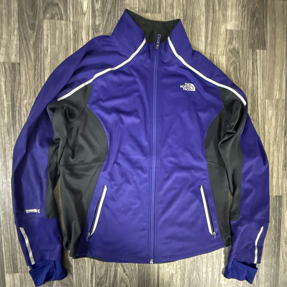 The North Face Women FlashDry Windstopper Full Zip Jacket Purple Gray